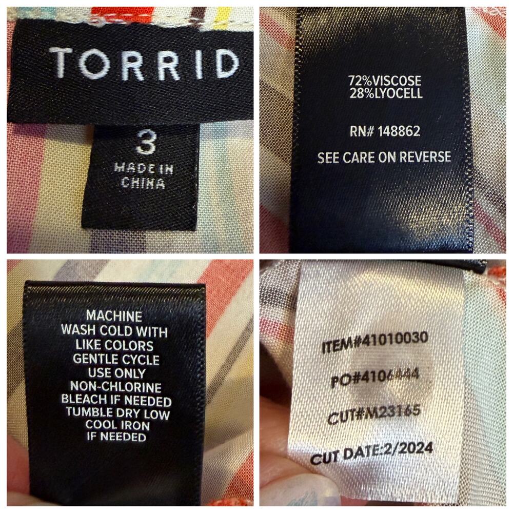 Torrid High Low Midi Dress Size 3X Sleeveless Flowy Multicolor Stripe Sundress - Picture 11 of 12